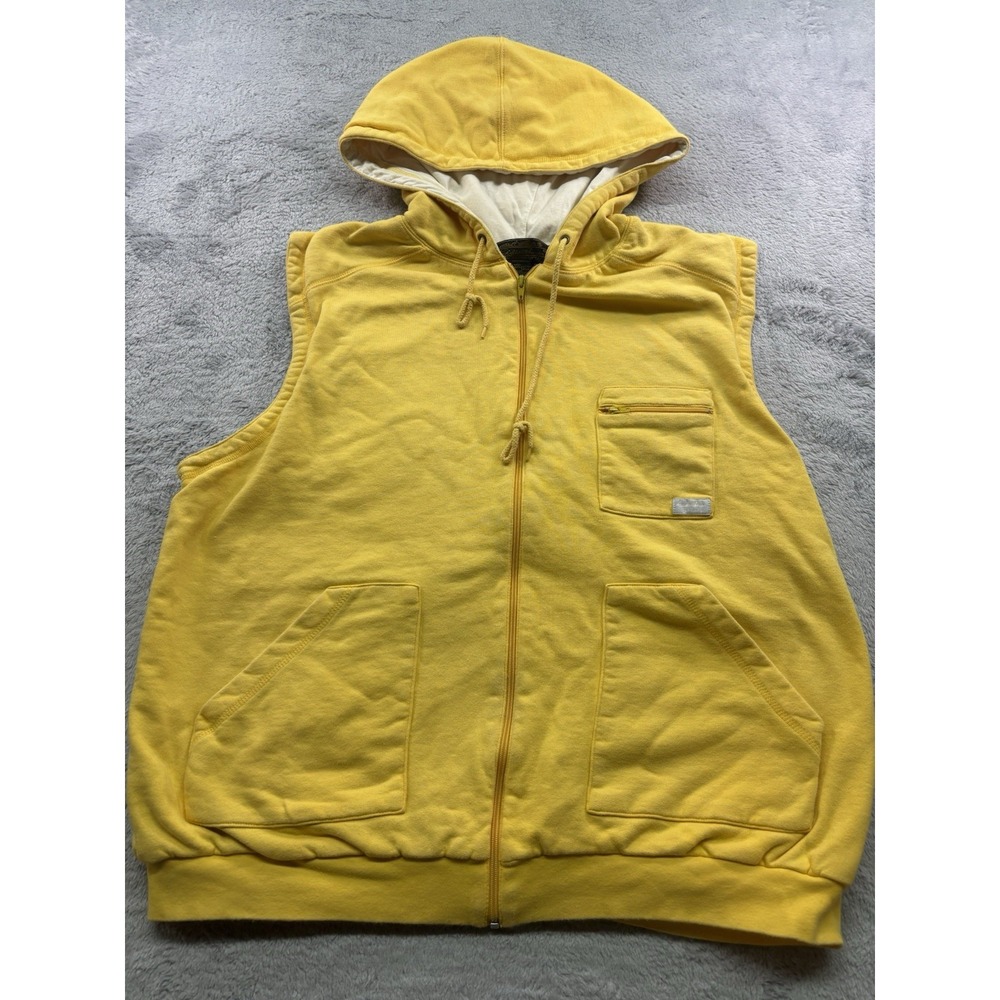 Vintage Eddie Bauer Expedition Outfitters yellow Sleeveless Zip Hoodie Vest XL‎